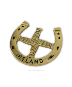 Lucky Horseshoe - Irish St. Brigid’s Cross - Solid Brass Wall Plaque - World Prayer Gifts