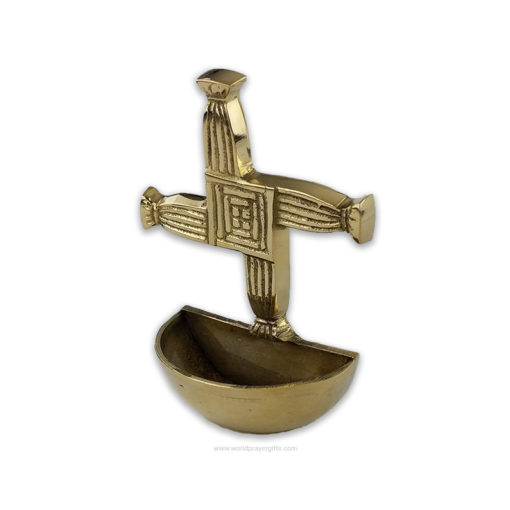 Brass Saint Brigid's Cross Holy Water Font