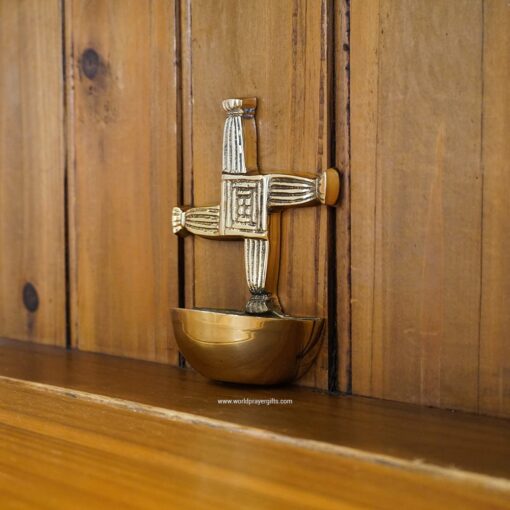 St Brigid's Cross Holy Water Font | Solid Brass | World Prayer Gifts